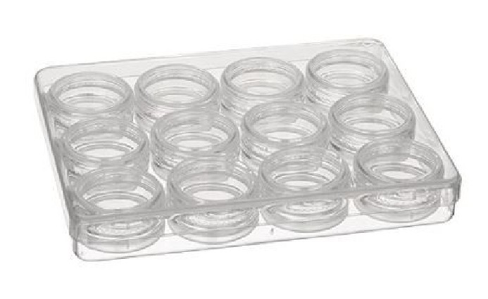 Pojemniczek plastikowy - 3cm 12szt KASETKA