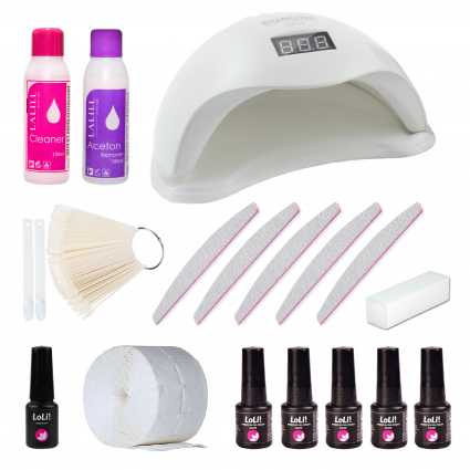 Zestaw do hybryd manicure paznokci z lampą UV